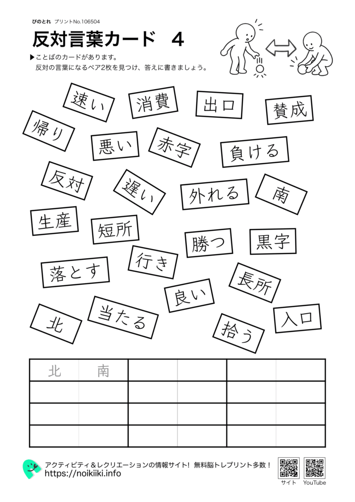 反対言葉カード４